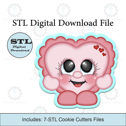 Valentine Scalloped Heart Cutie Cookie Cutters | Digital Download STL Files