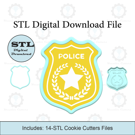 Police Badge Cutter with Stamp | STL File