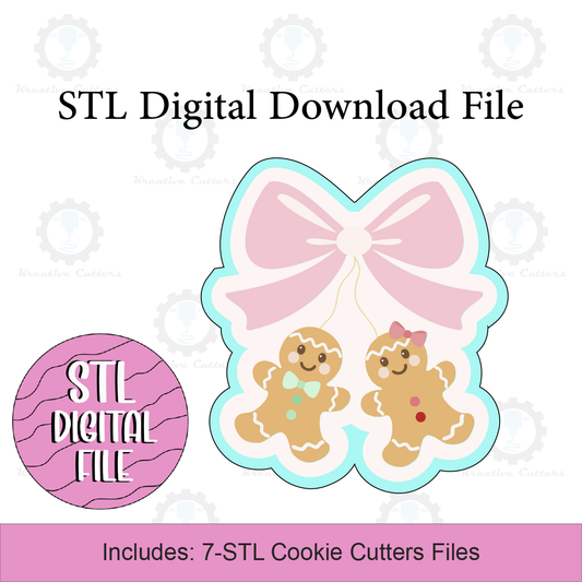 Gingerbread Bow Cookie Cutters | Digital Download STL Files