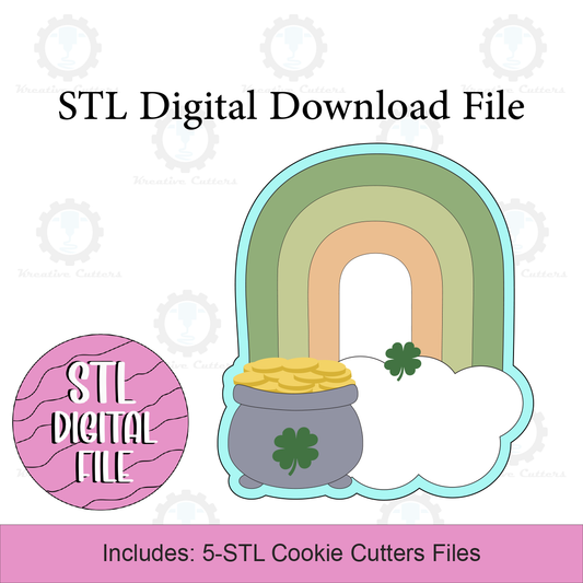 Rainbow with Pot of Gold Cookie Cutters | Digital Download STL Files