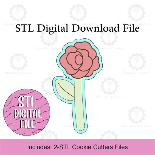 Long Stem Rose Cookie Cutters | Digital Download STL Files