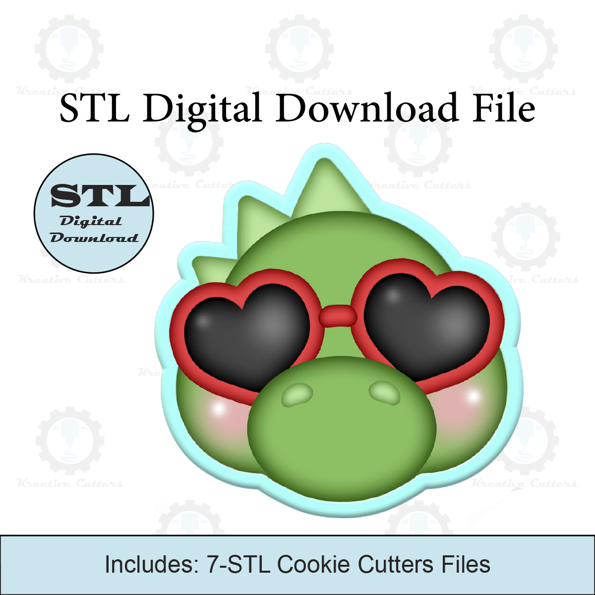 Valentines Dino Face Cookie Cutters | Digital Download STL Files