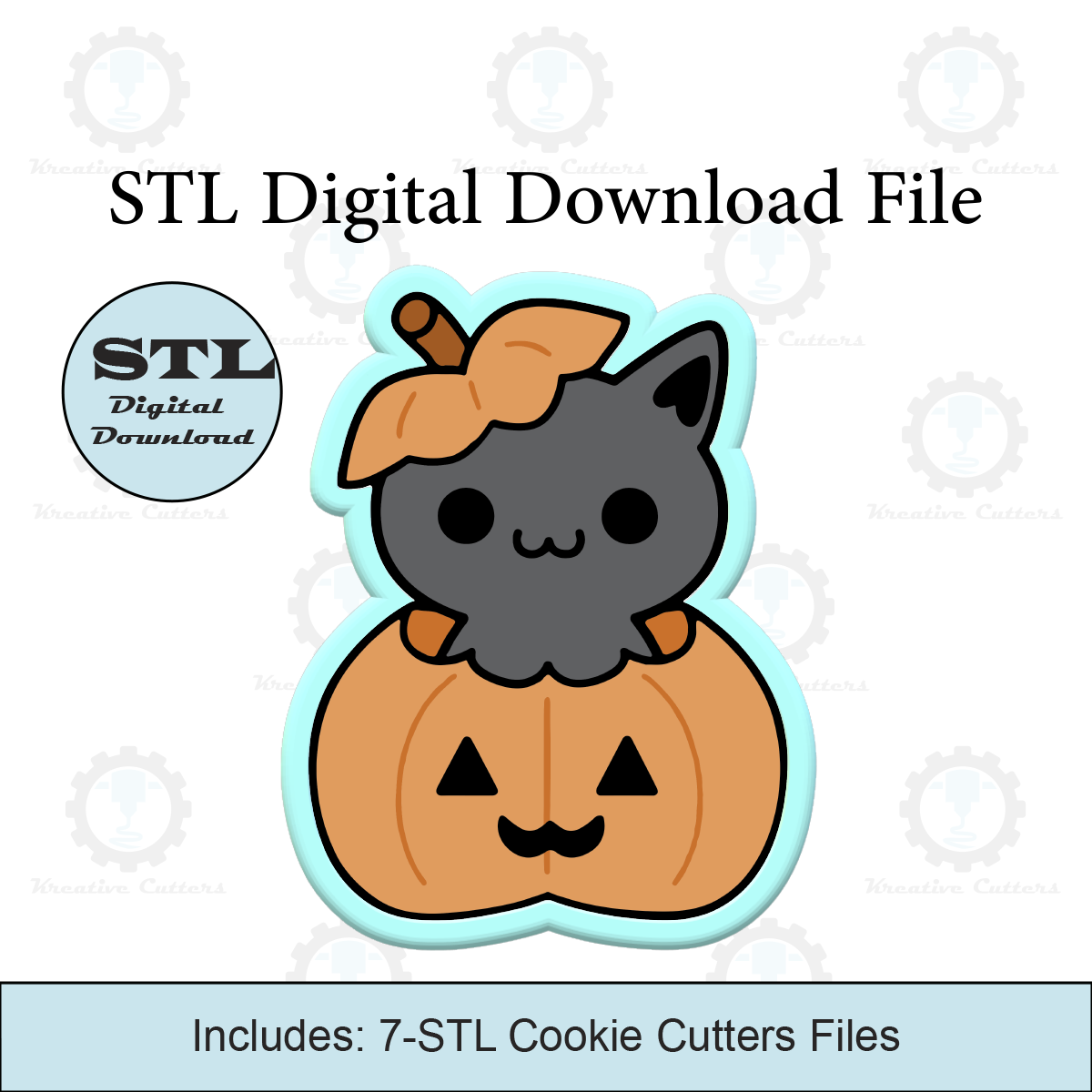 Halloween Cat Pumpkin Cookie Cutters | STL File