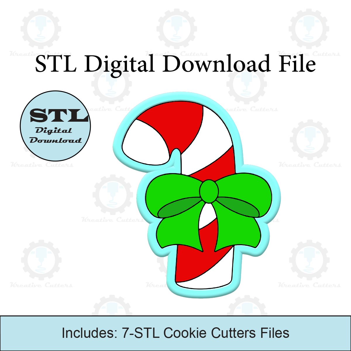 Candy Cane with Bow Cookie Cutter | STL File