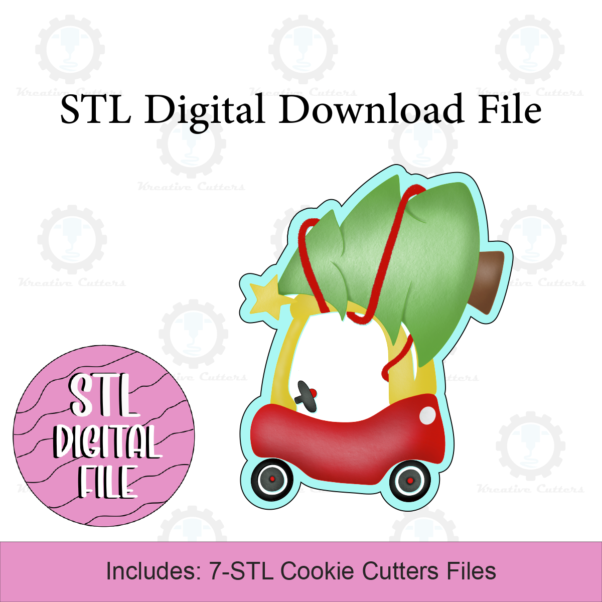 Coupe Car With Tree Cookie Cutters | Digital Download STL Files