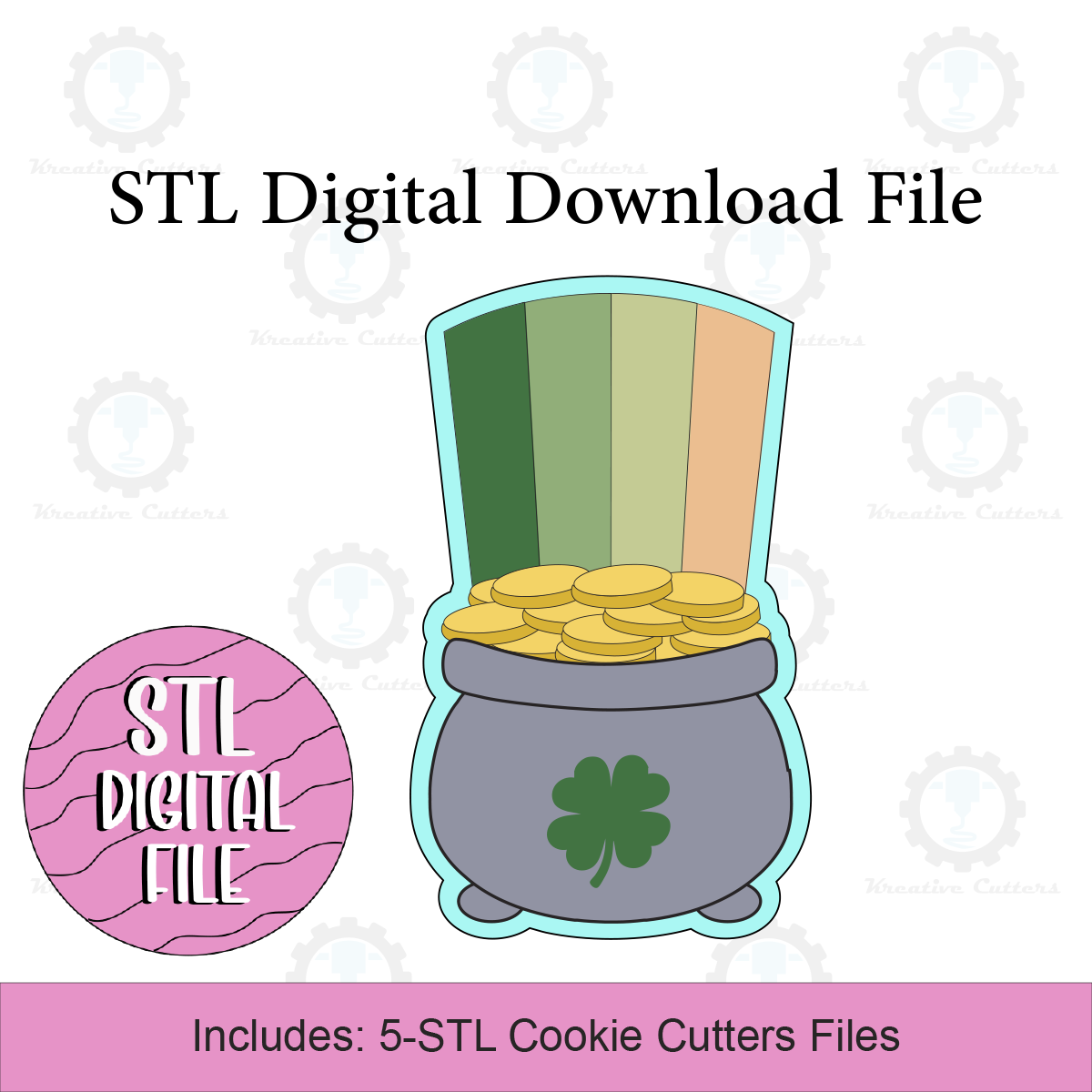Pot of Gold Rainbow Cookie Cutters | Digital Download STL Files