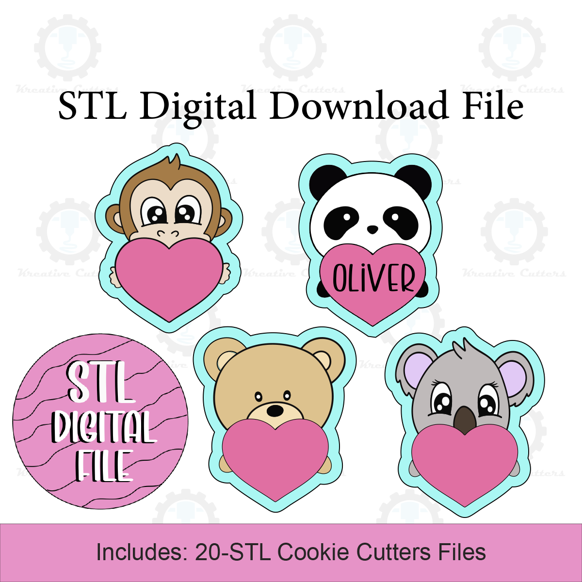 Animal Hearts Cookie Cutters | Digital Download STL Files