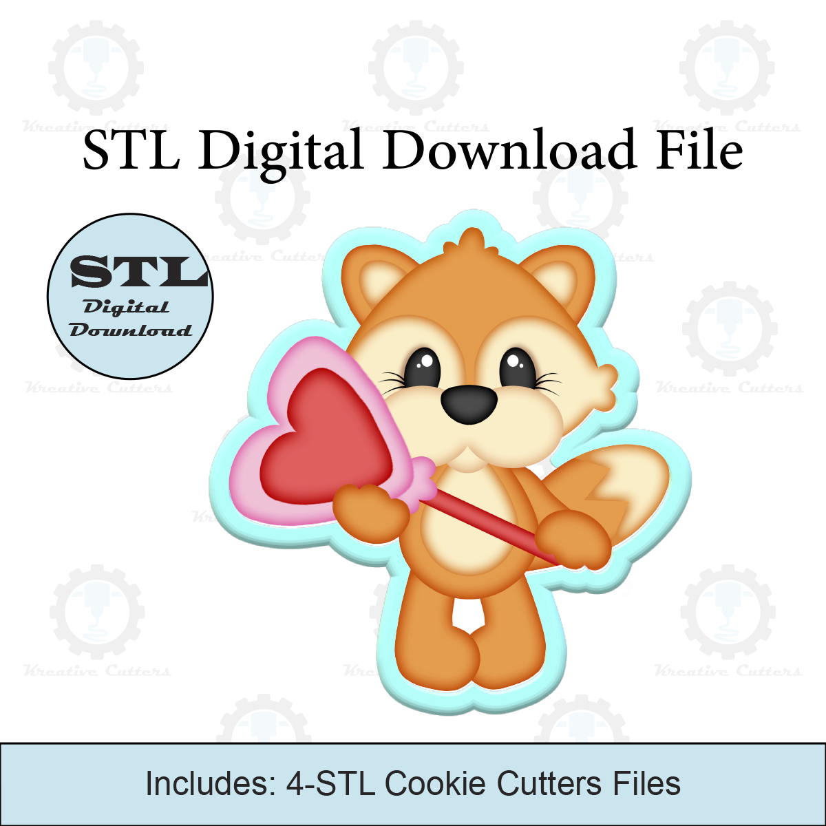 Valentines Fox Cookie Cutters | Digital Download STL Files