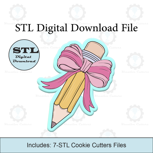 Pencil with Bow Cookie Cutters | STL File