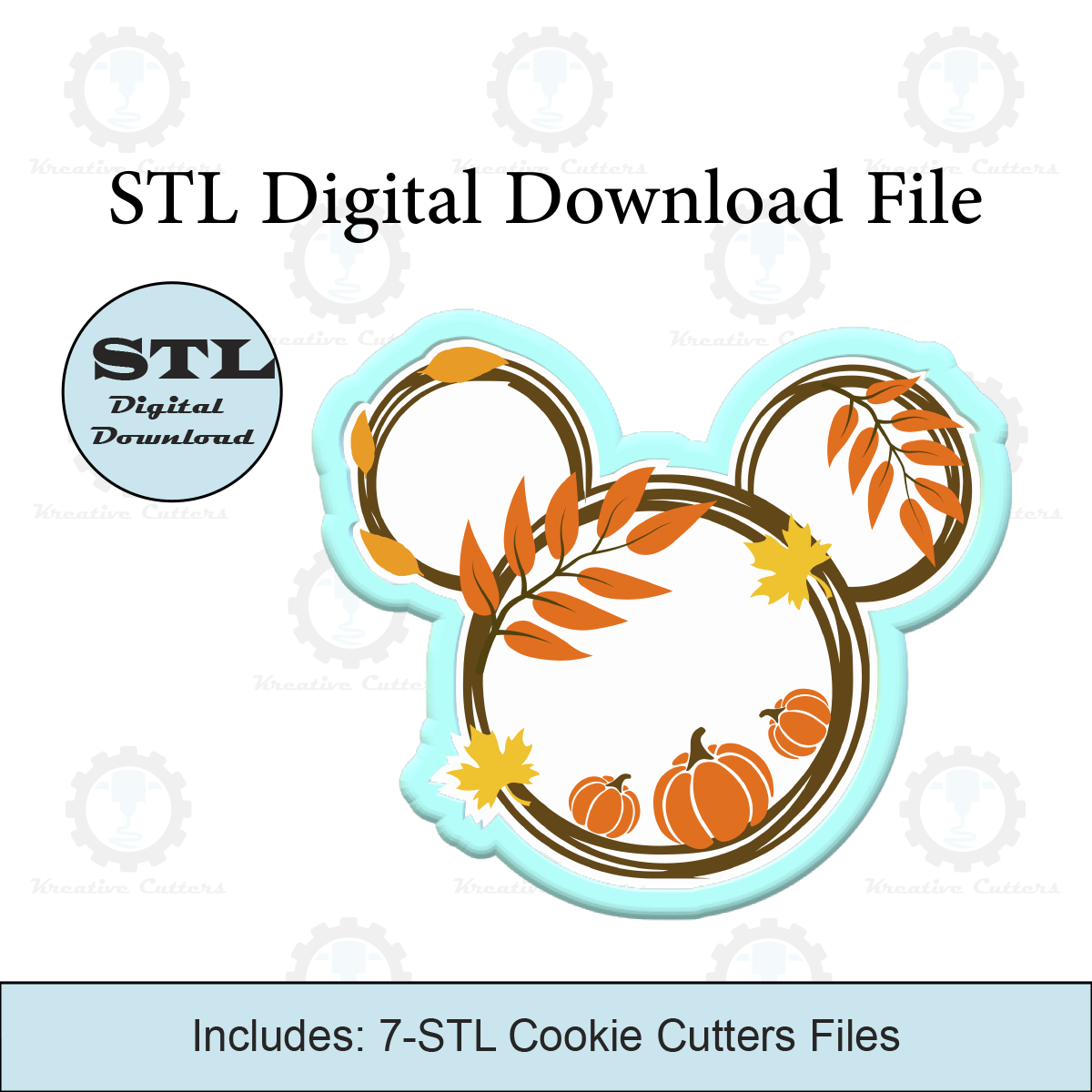 Mouse Pumpkin Leaves Cookie Cutters | STL File