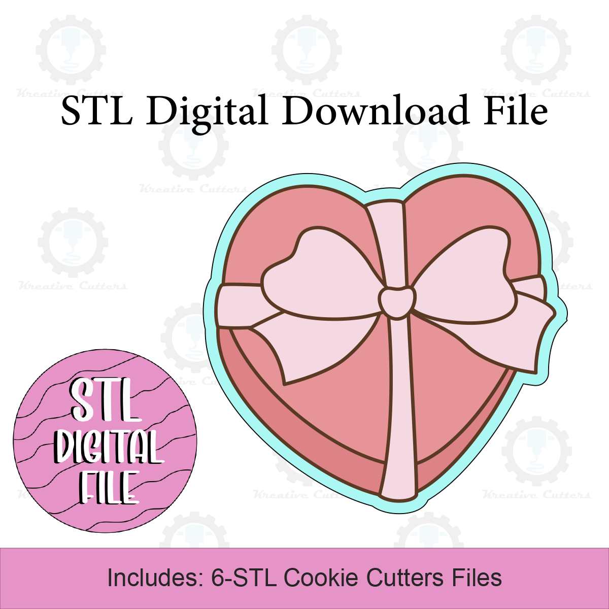 Heart with Bow Cookie Cutters | Digital Download STL Files