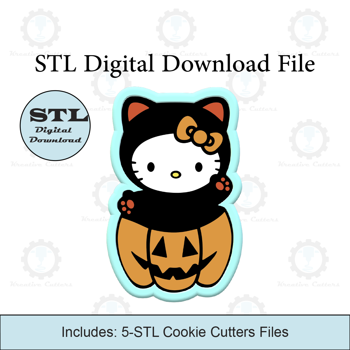 Kitty Jack-O-Lantern Cookie Cutters | STL File