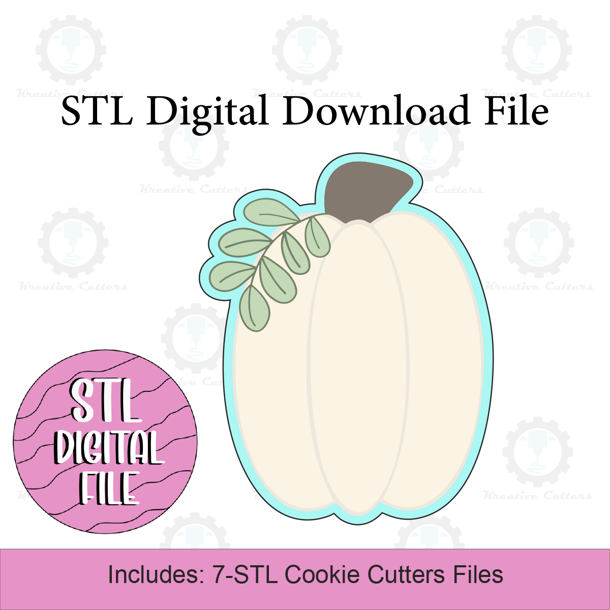 Tall Fall Pumpkin with Floral leaves Cookie Cutters | Digital Download STL Files