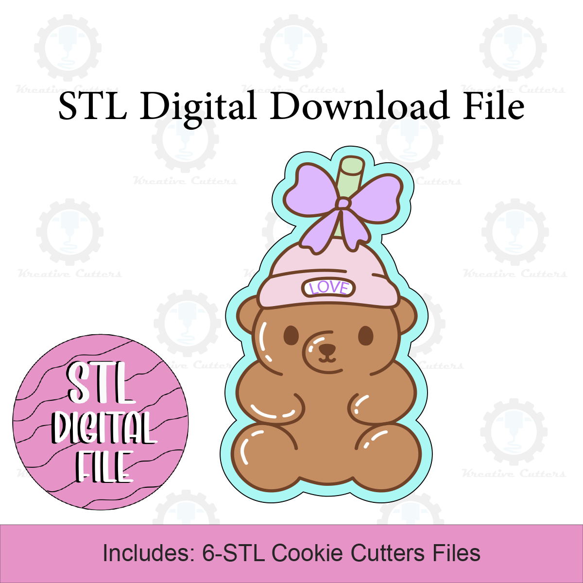 Teddy Bear Drink Cookie Cutters | Digital Download STL Files