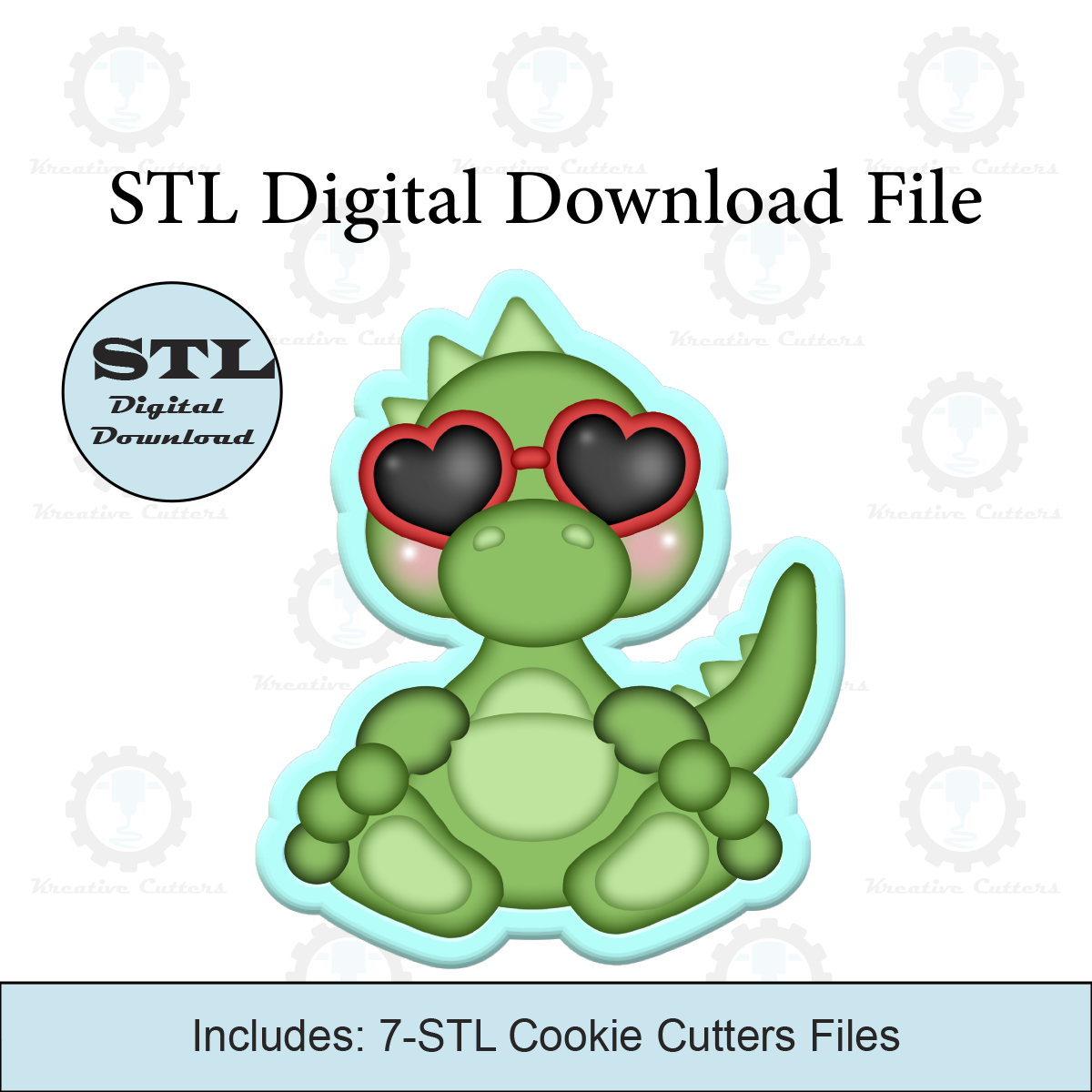 Valentines Dino Cookie Cutters | Digital Download STL Files