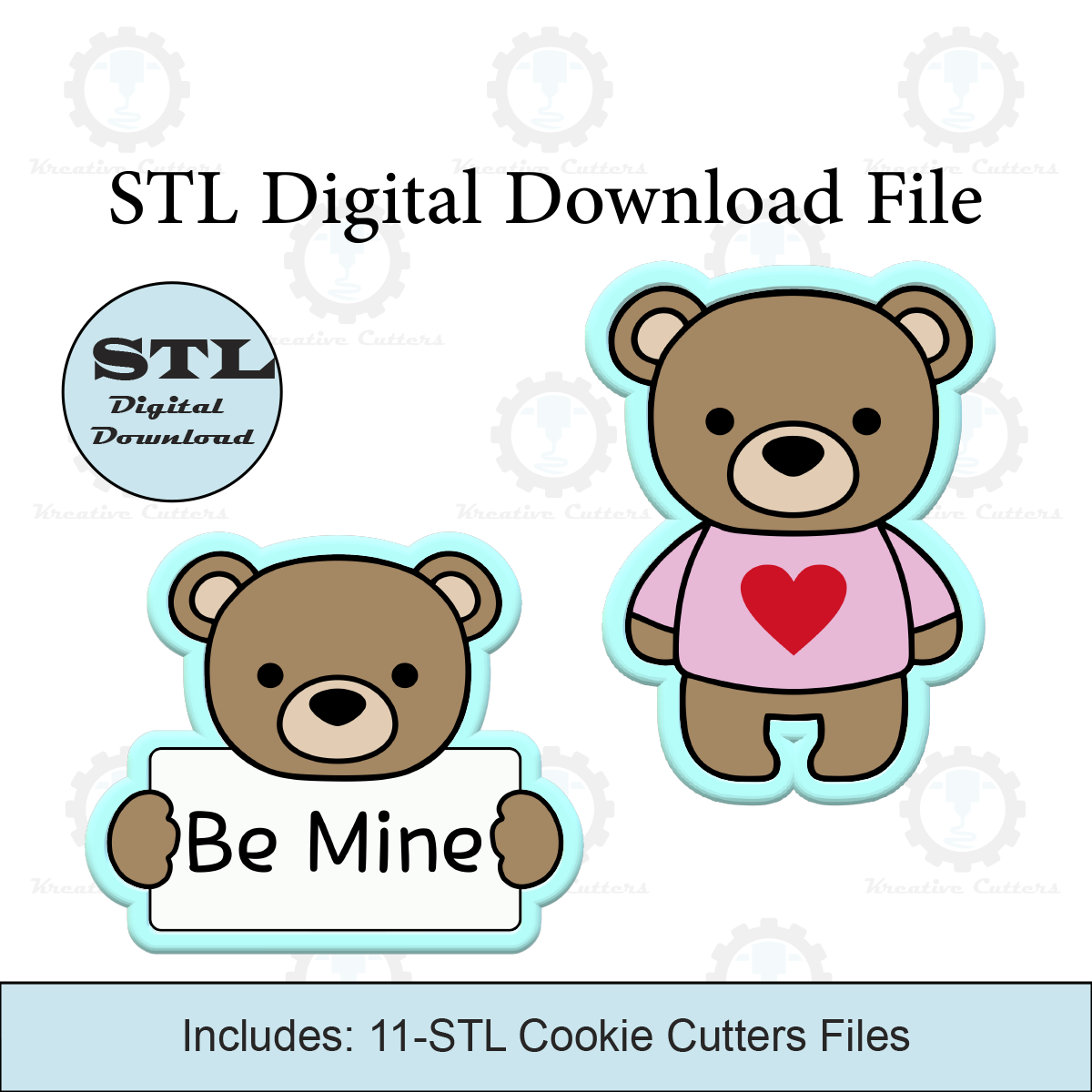 Teddy Bear Cookie Cutters with Name Placard option | Digital Download STL Files