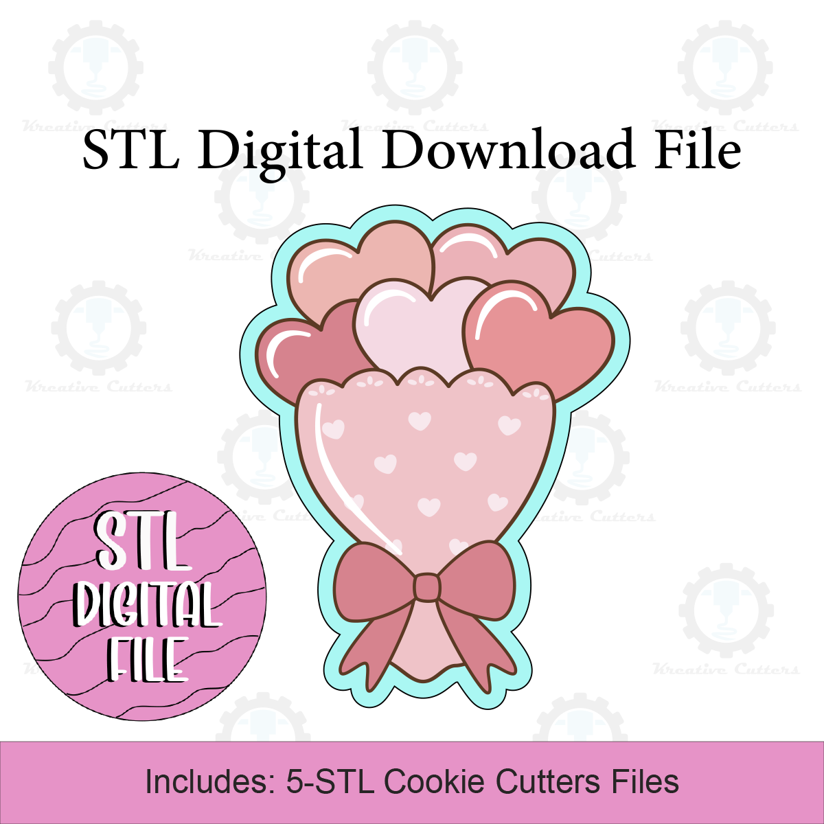 Valentine Bouquet Cookie Cutters | Digital Download STL Files