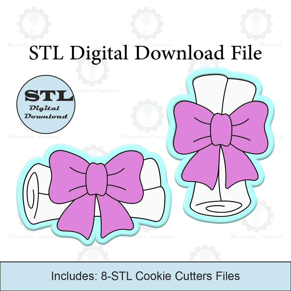 Graduation Diploma with Bow Cookie Cutters | Digital Download STL Files