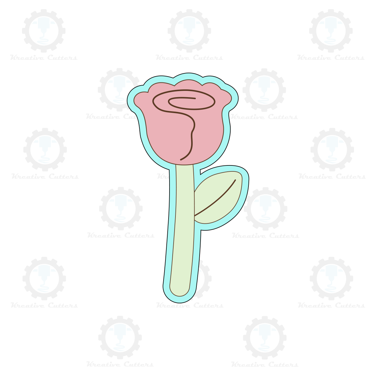 Long Stem Rose Bud Cookie Cutters