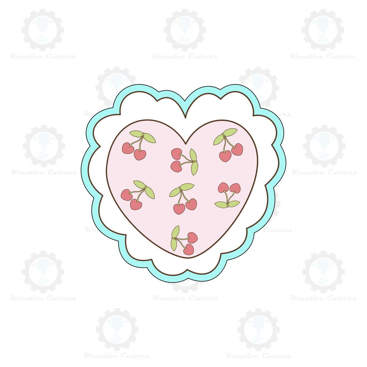 Scalloped Heart with Cherries Cookie Cutters