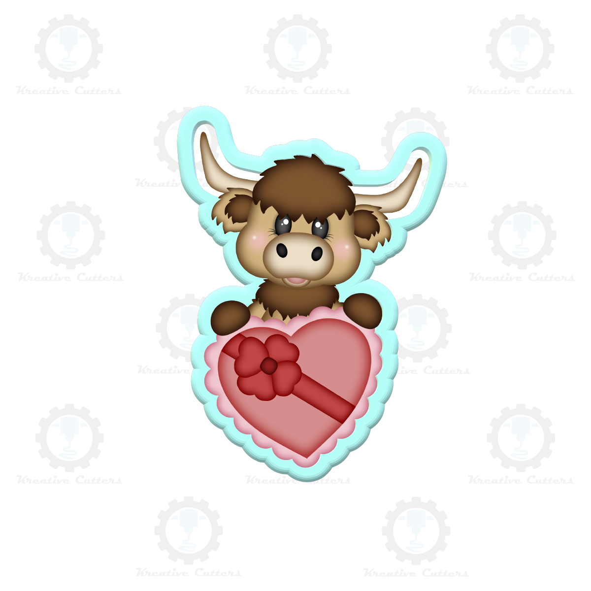 Highland Cow with Heart Box Cookie Cutters