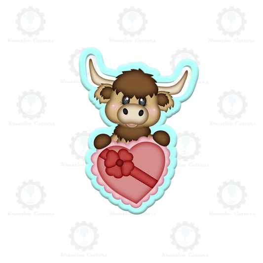 Highland Cow with Heart Box Cookie Cutters