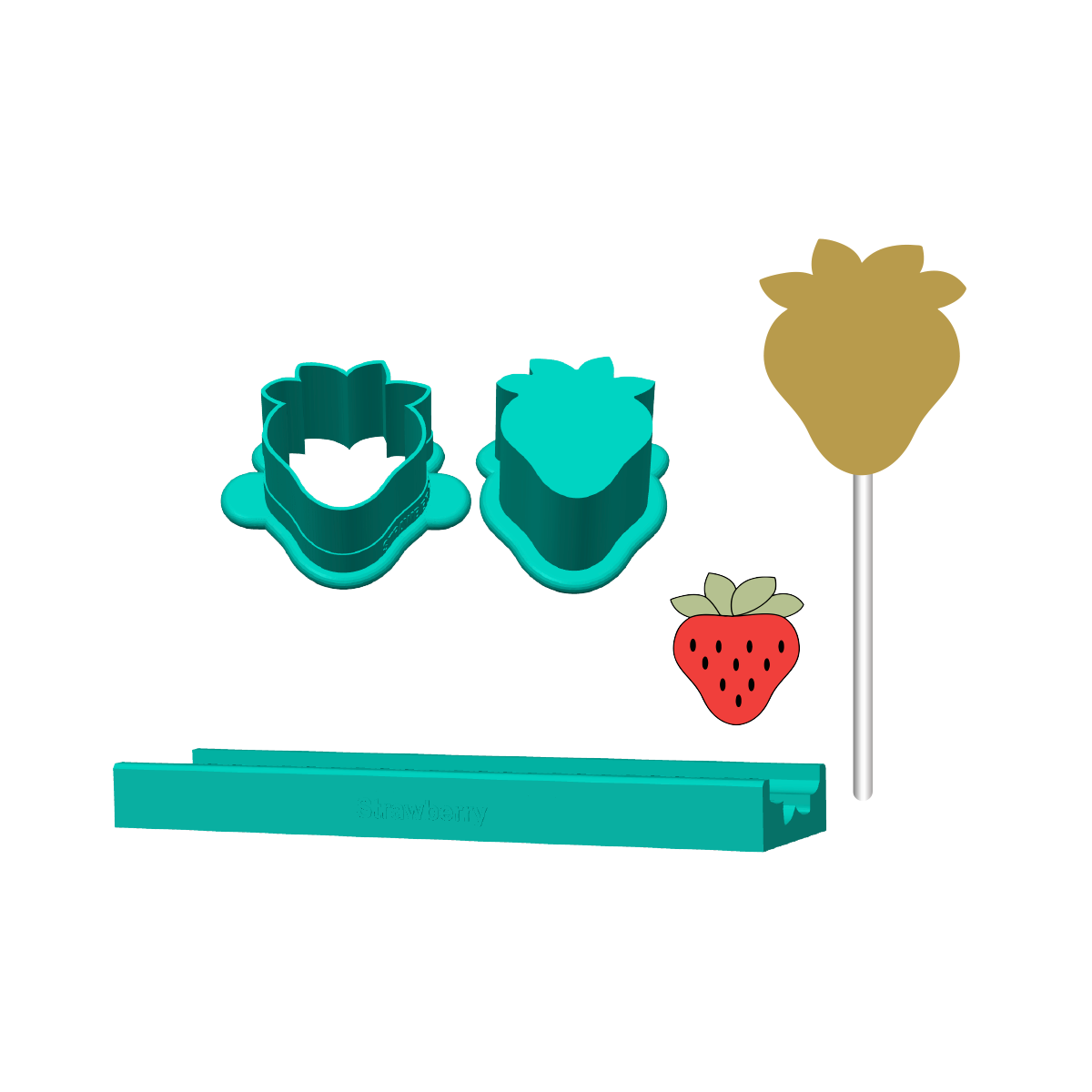 Strawberry Cake Pop Mold | Deluxe Cutter, Popper, and Tray Option