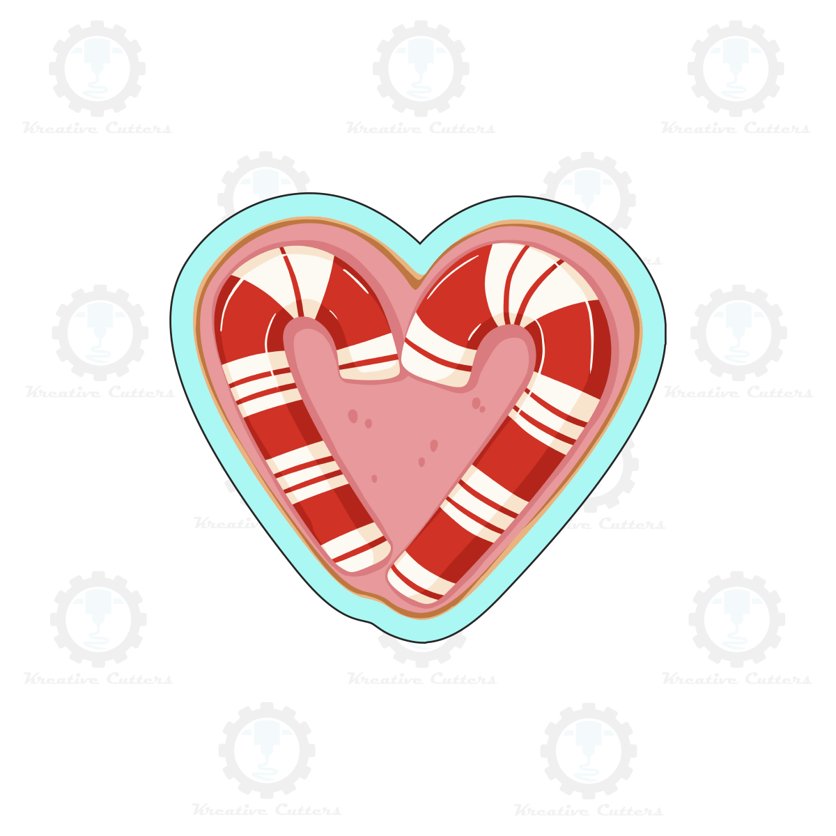 Candy Cane Heart Cookie Cutters | Digital Download STL Files