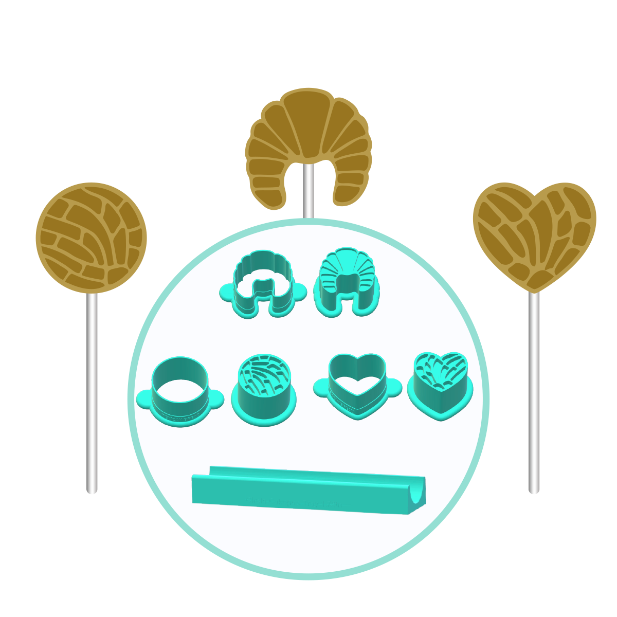 Mexican Bread, Concha Cake Pop Molds with Fondant Embosser |Deluxe Cutter, Popper, and Tray Option