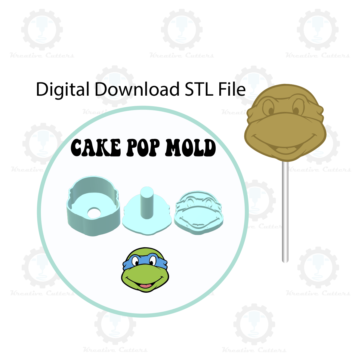 Turtle Cake Pop Mold with Embosser Stamp | Digital Download STL File