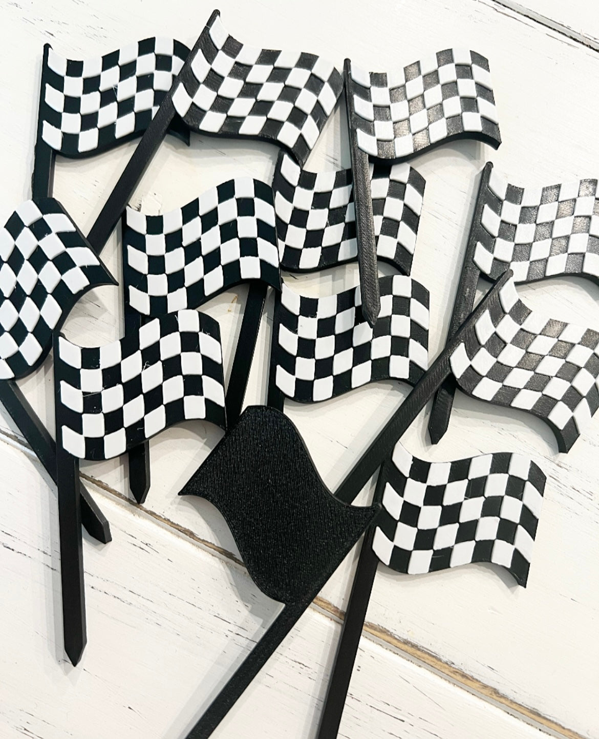 Checkered Flag Cake & Cupcake Toppers | Set of 12