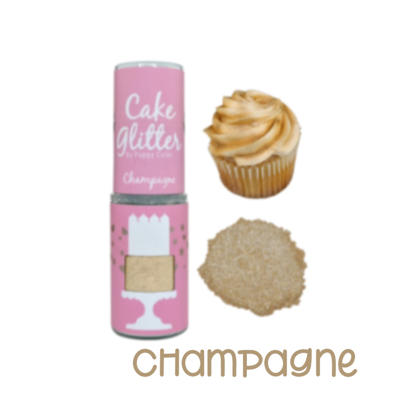 Poppy Color Champagne Cake Glitter