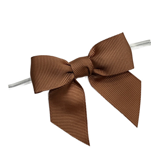 Pecan Brown Pre-Tied Bow w/Wire