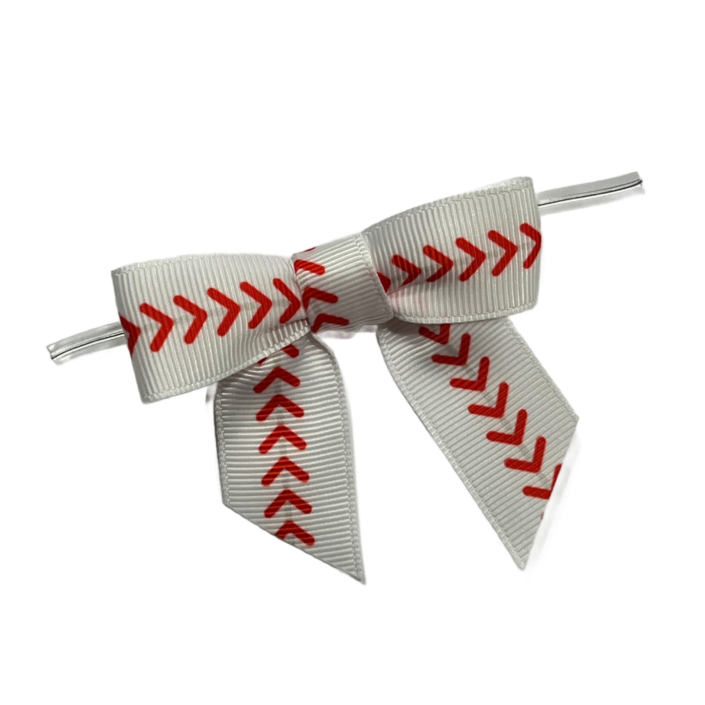 Baseball Grosgrain Pre-Tied Bow w/Wire