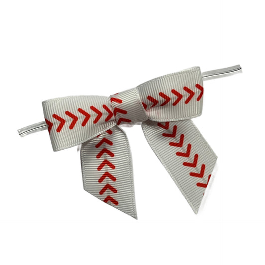 Baseball Grosgrain Pre-Tied Bow w/Wire