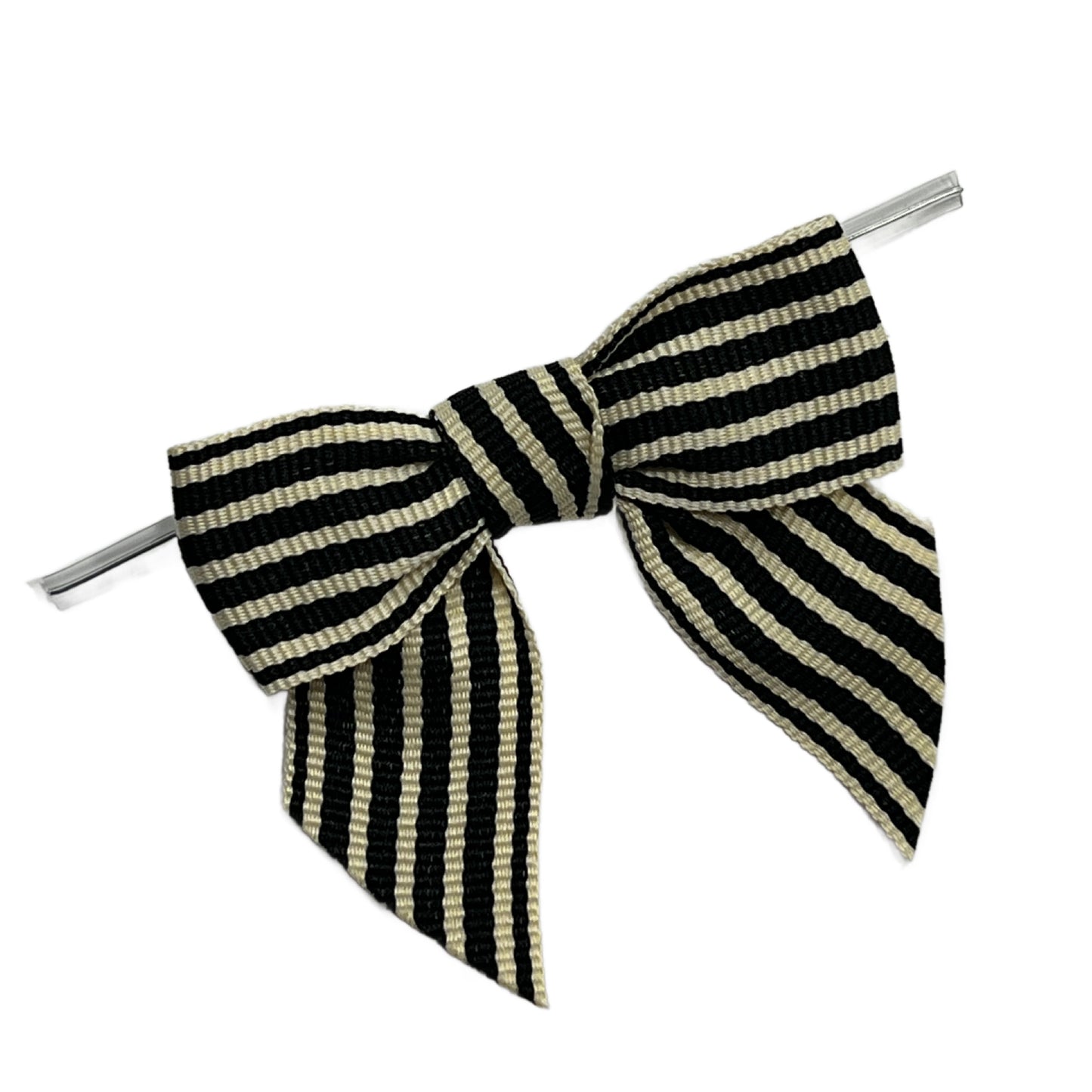 Black Stripe Grosgrain Pre-Tied Bow w/Wire