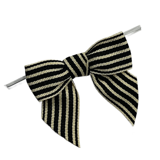 Black Stripe Grosgrain Pre-Tied Bow w/Wire