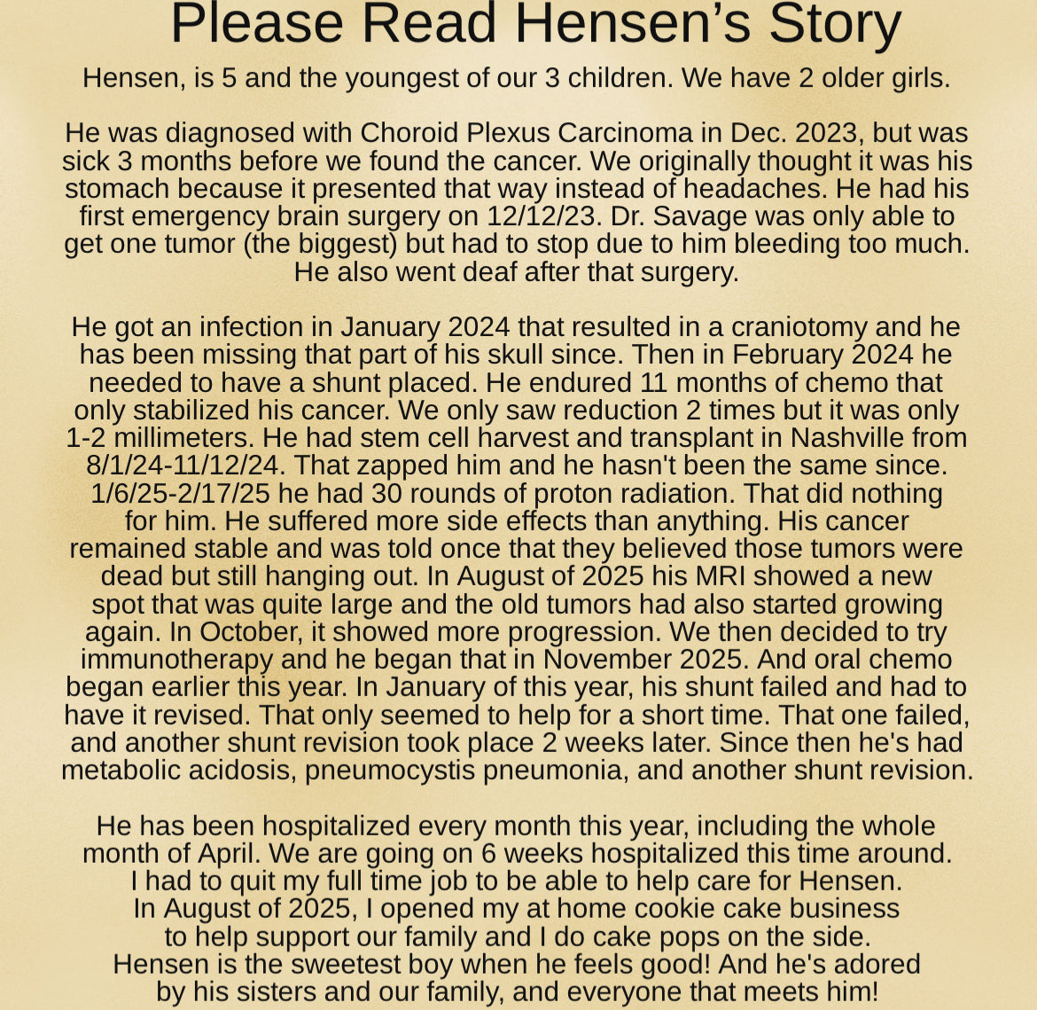 Raffle for Hensen Fundraiser