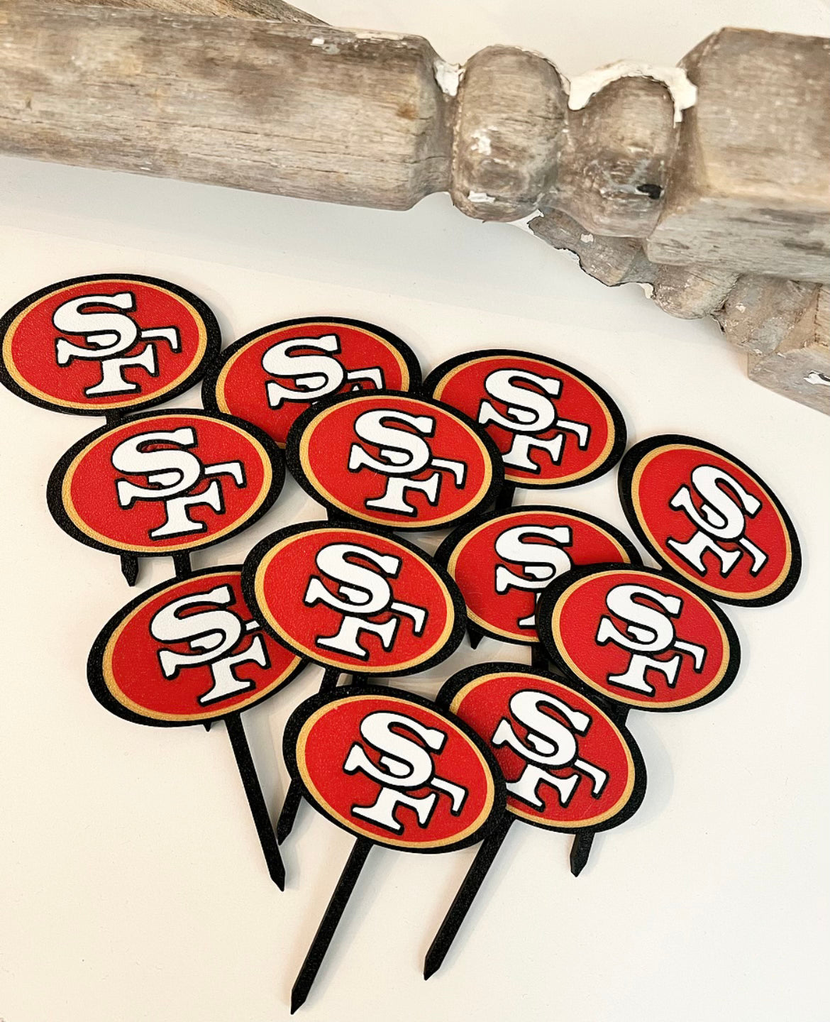SF Football Cupcake Toppers | Set of 12