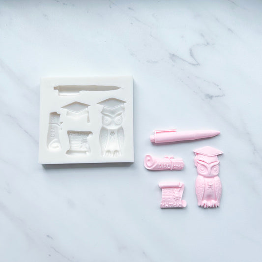 GRADUATION MOLD (PEN,CAP,OWL DIPLOMAS)