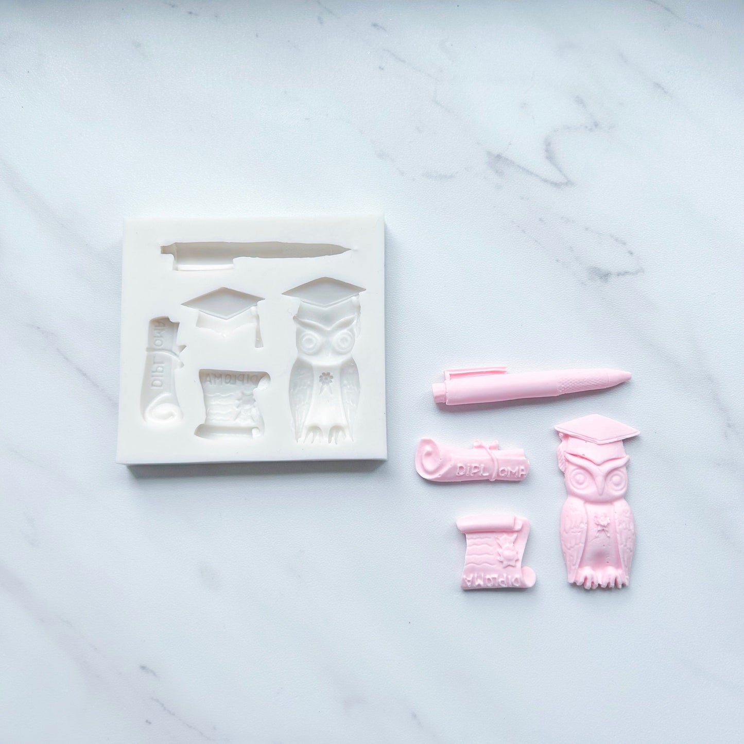 GRADUATION MOLD (PEN,CAP,OWL DIPLOMAS)