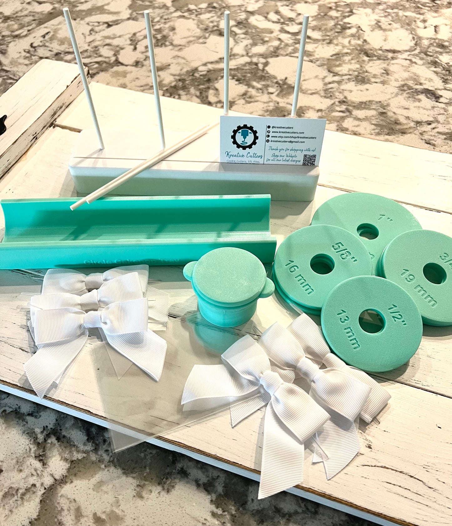 Cake Pop Starter Kit | Includes: Deluxe Circle Cake Pop Cutter/Popper, Tray, Bows, Cake Pop Sticks and Stand