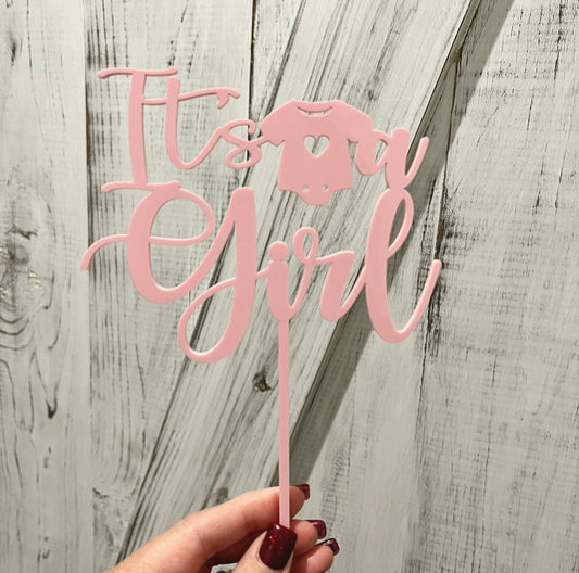 It's a Girl Cake Topper | Laser Engraved Acrylic