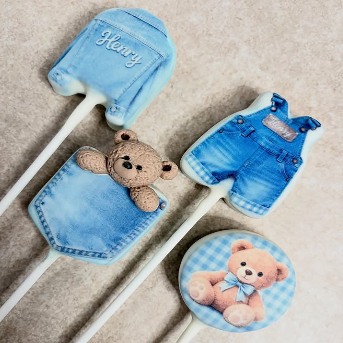 Denim Jeans Baby Overalls Cake Pop Mold |Deluxe Cutter, Popper, and Tray Option