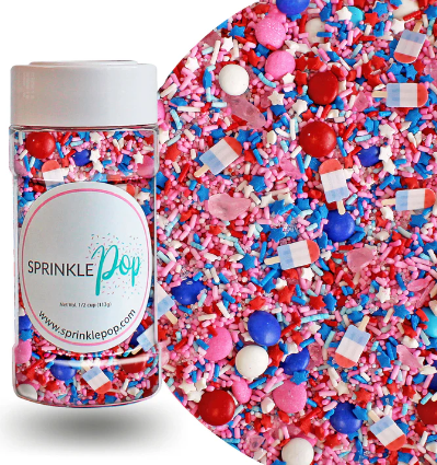 Sprinkle Pop Pink Patriotic Sprinkle Mix 4oz Bottle