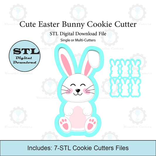 Cute Easter Bunny Cookie Cutter | Multi Cutter | STL File