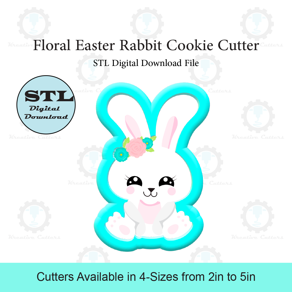 Floral Easter Rabbit Cookie Cutter