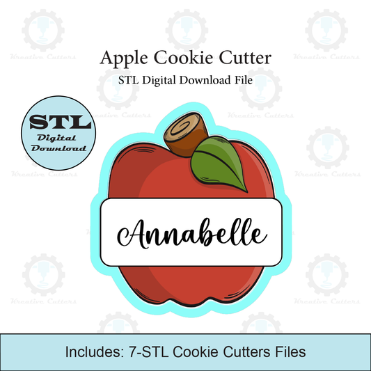 Apple with Text Box Cookie Cutter | STL File