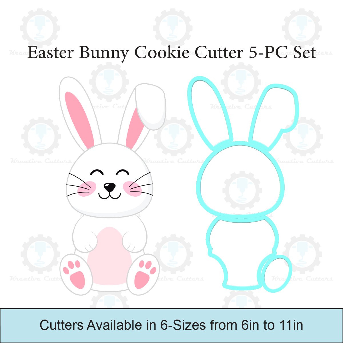Giant 5-PC Easter Bunny Cookie Cutter | Multi Cutter
